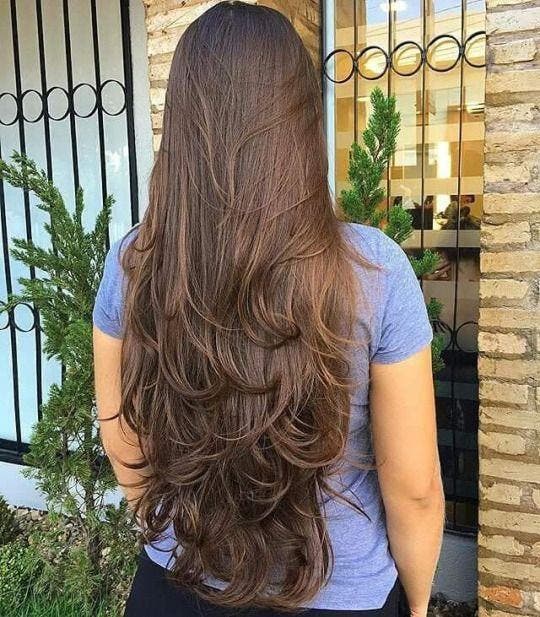 Cabelo comprido em camadas de 3 camadas