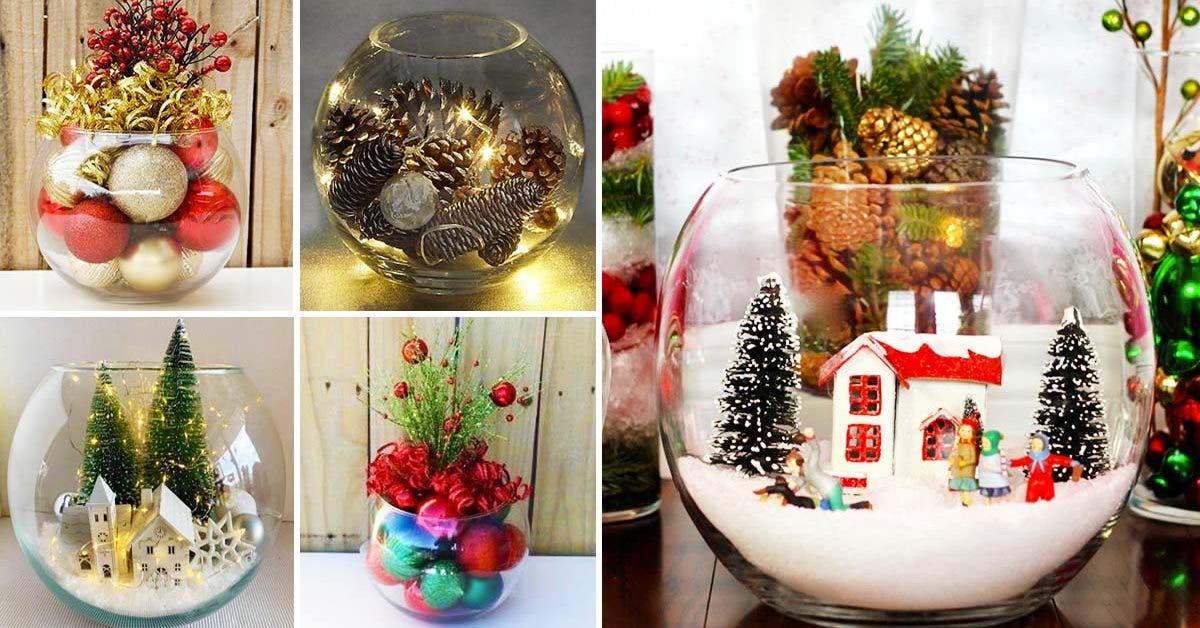 10 idées de décoration du centre de table de Noël à réaliser avec un bocal en verre_