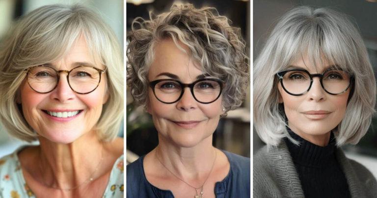 20 idées de coiffures pour les femmes de 70 ans avec des lunettes