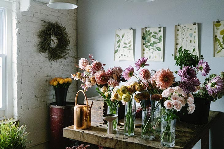 Flower arrangement in vases