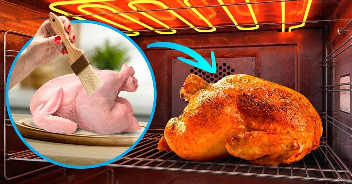 Avec quoi faut-il badigeonner le poulet avant de le mettre au four ? L’astuce des chefs pour un goût savoureux