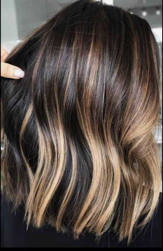 Balayage castanho chocolate e loiro mel