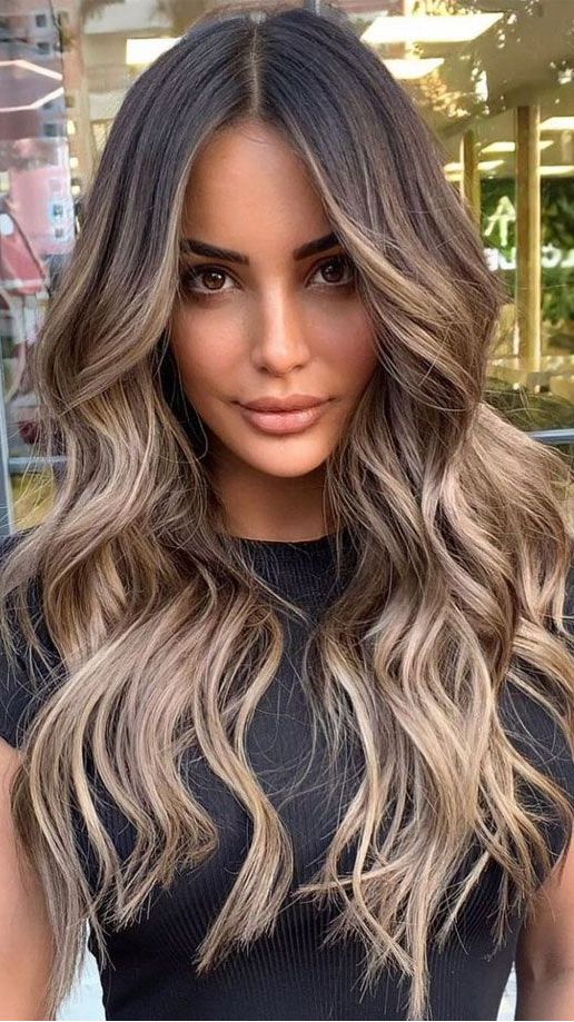 Balayage caramel avec reflets miel