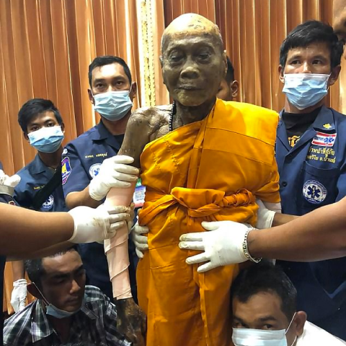 Buddhist monk unearthed smiles again