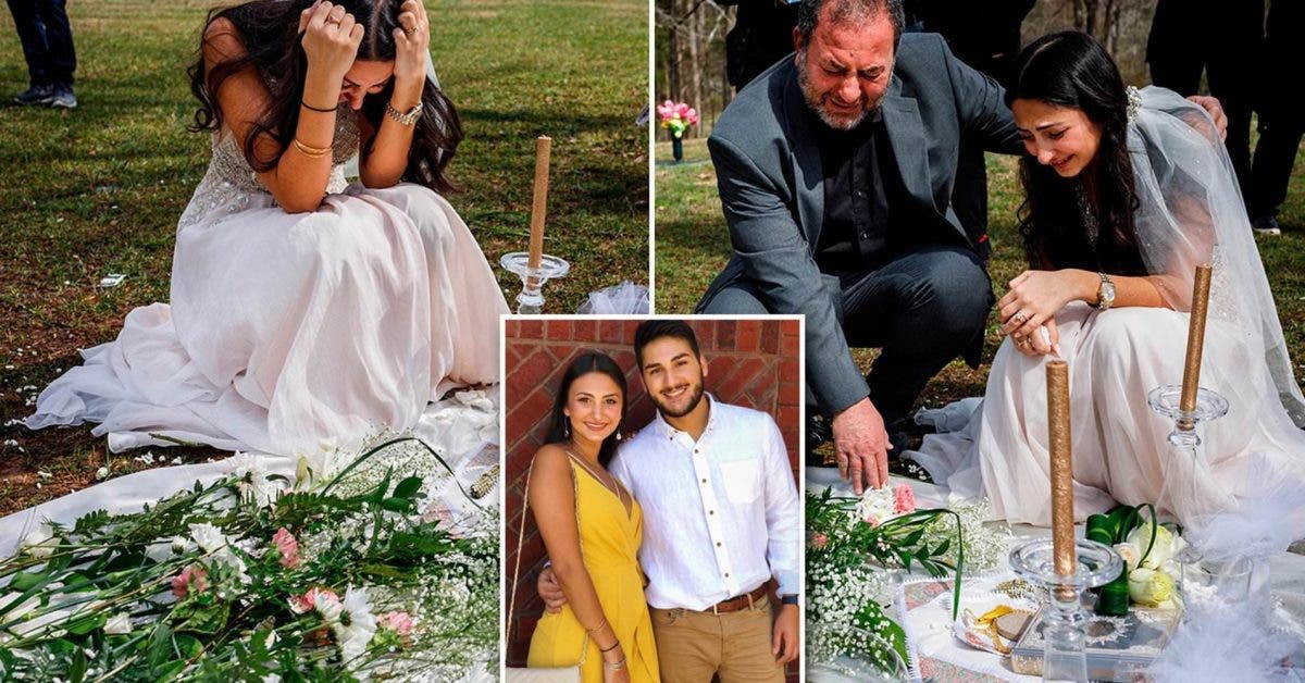 Cette femme pleure sur la tombe de son fiancé en robe de mariée