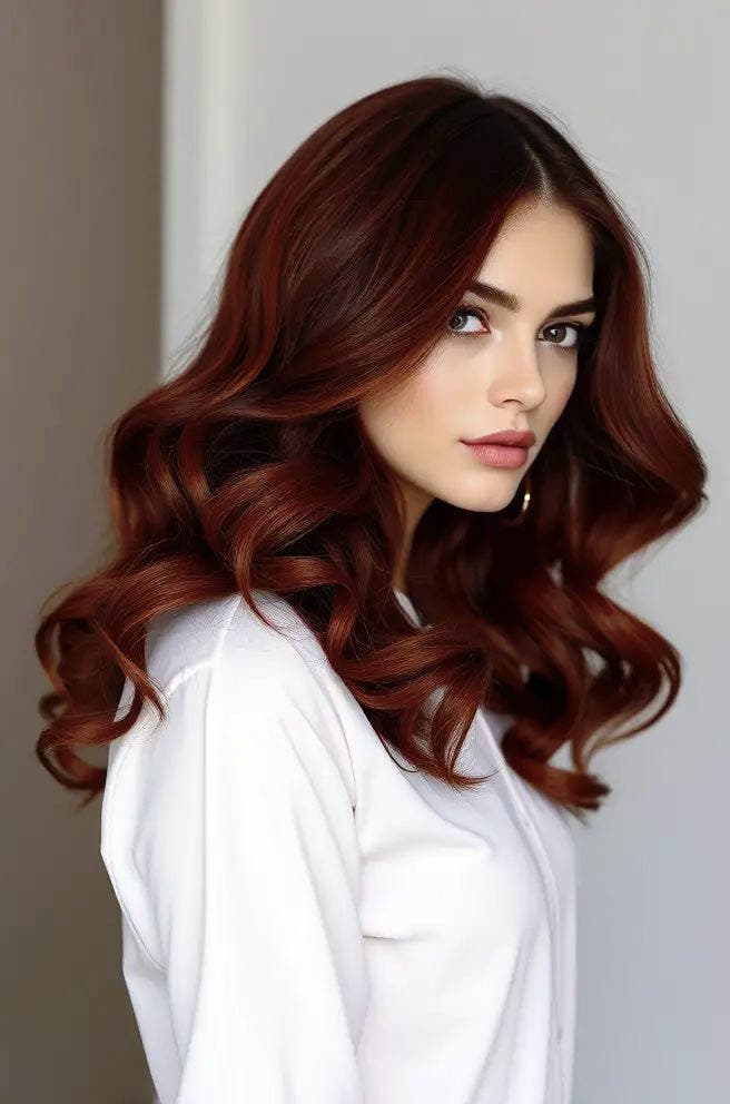 Coiffure rétro rouge foncé Coiffure rétro rouge foncé