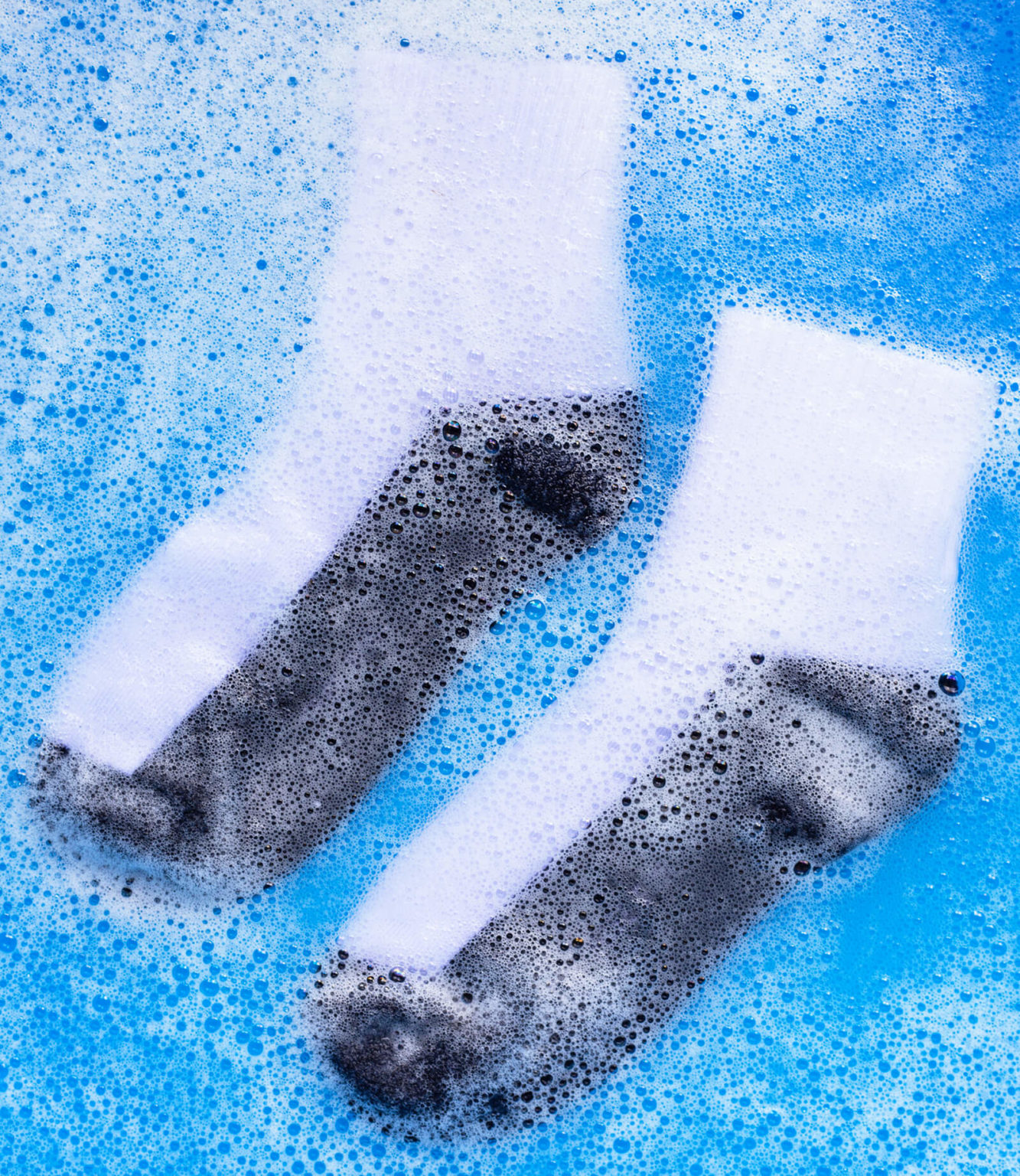 Socks soaked in soapy water