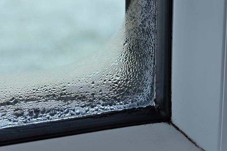 Condensation from double-glazed windows