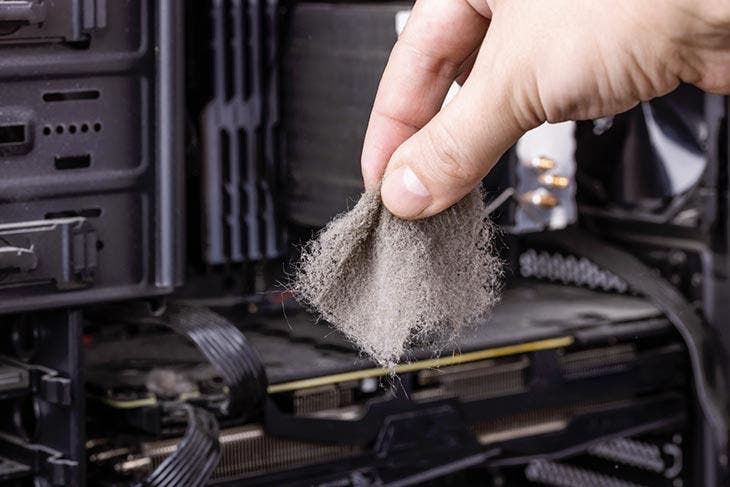 Dust layer on the computer case