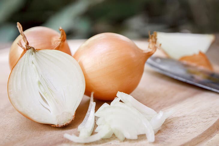 Cut an onion into