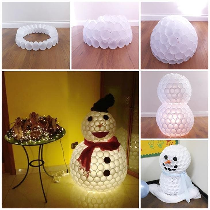 Crear un muñeco de nieve con tazas