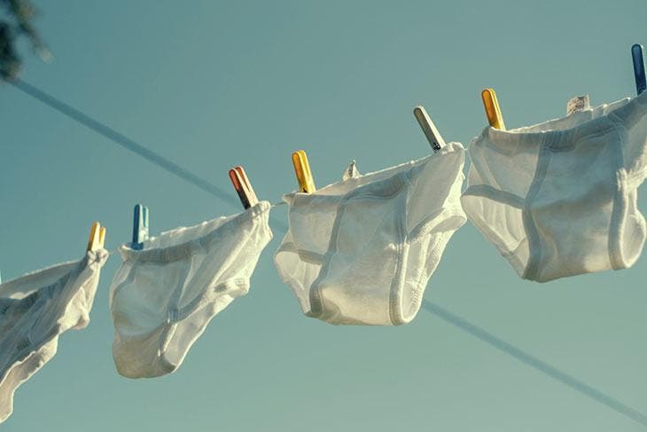 Panties hanging after a wash