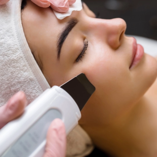 Peelings et nettoyage sur un visage.
