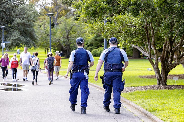 Two policemen walking