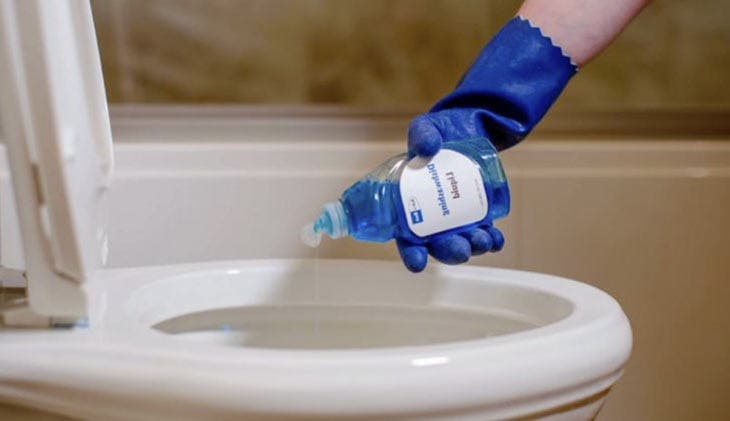 Dishwashing liquid in the toilet