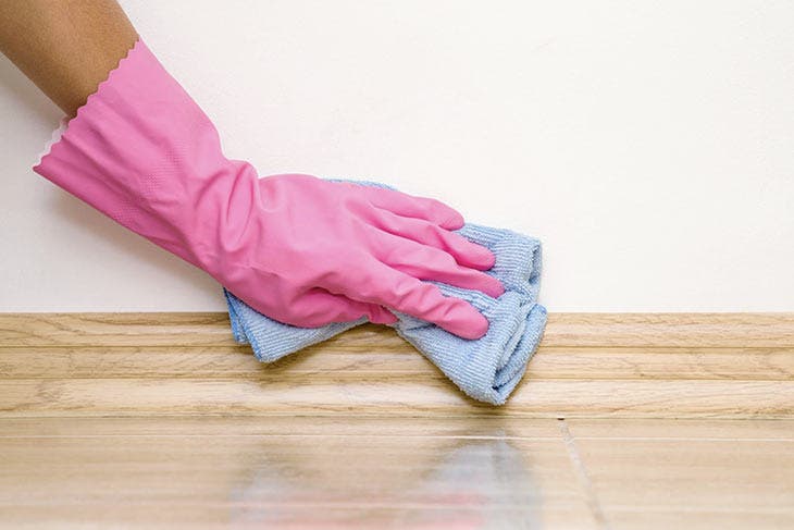 Remove dirt from baseboards