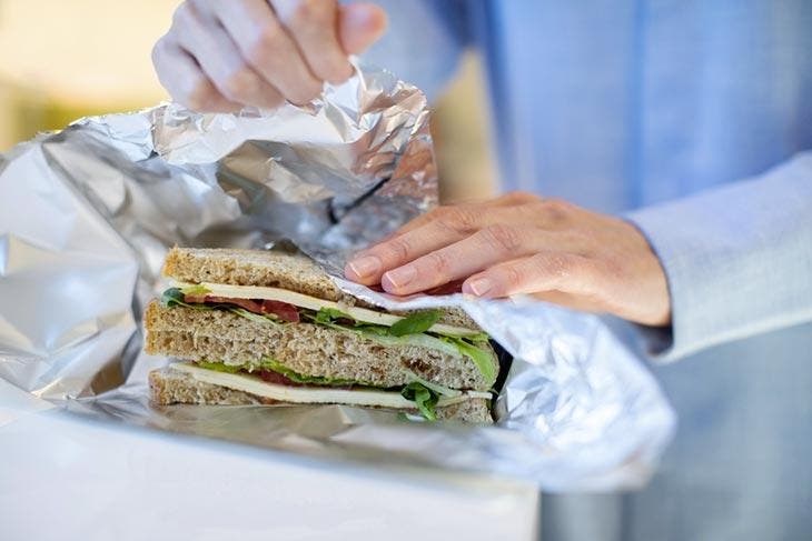 Wrap a sandwich in aluminum foil
