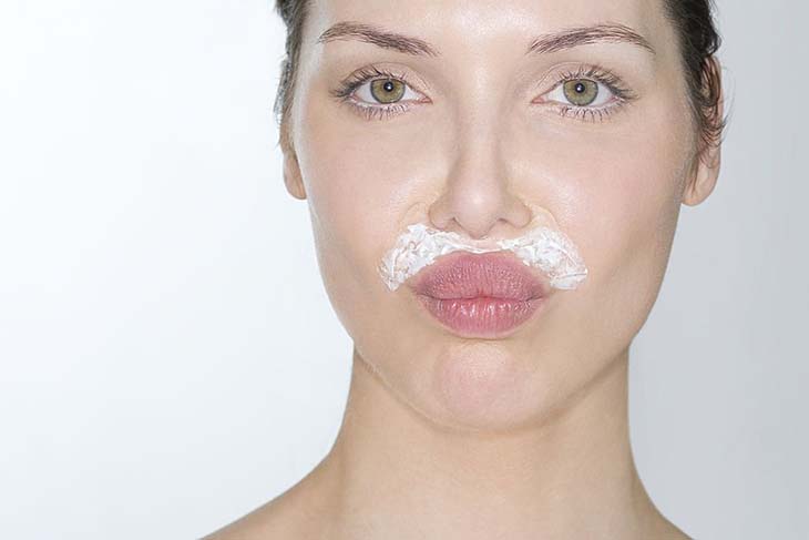 Mustache hair removal with depilatory cream