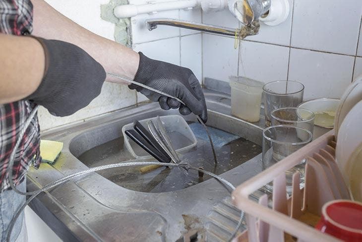 Sink with clogged drains