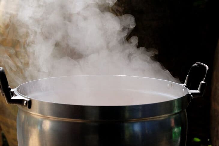Boil water in a saucepan