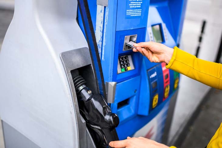 Fill up and pay with a credit card