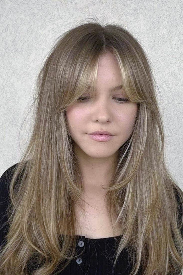 Frange rideau longue avec des des cheveux fins Frange rideau longue avec des des cheveux fins