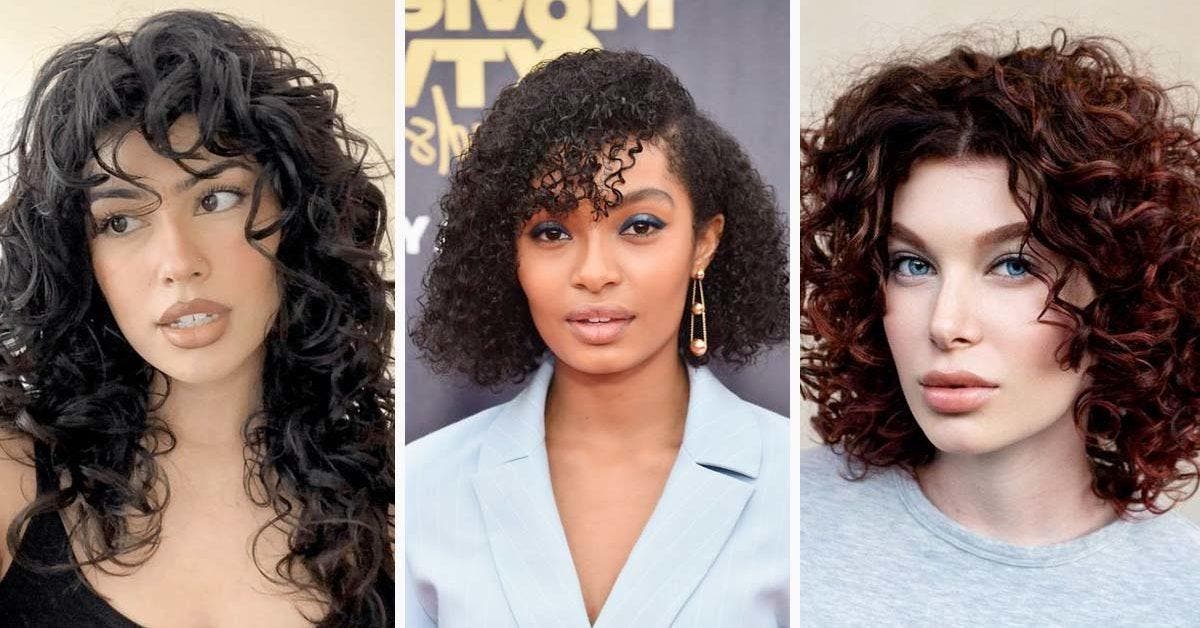 Frange rideau sur cheveux bouclés - 20 idées pour vous inspirer_