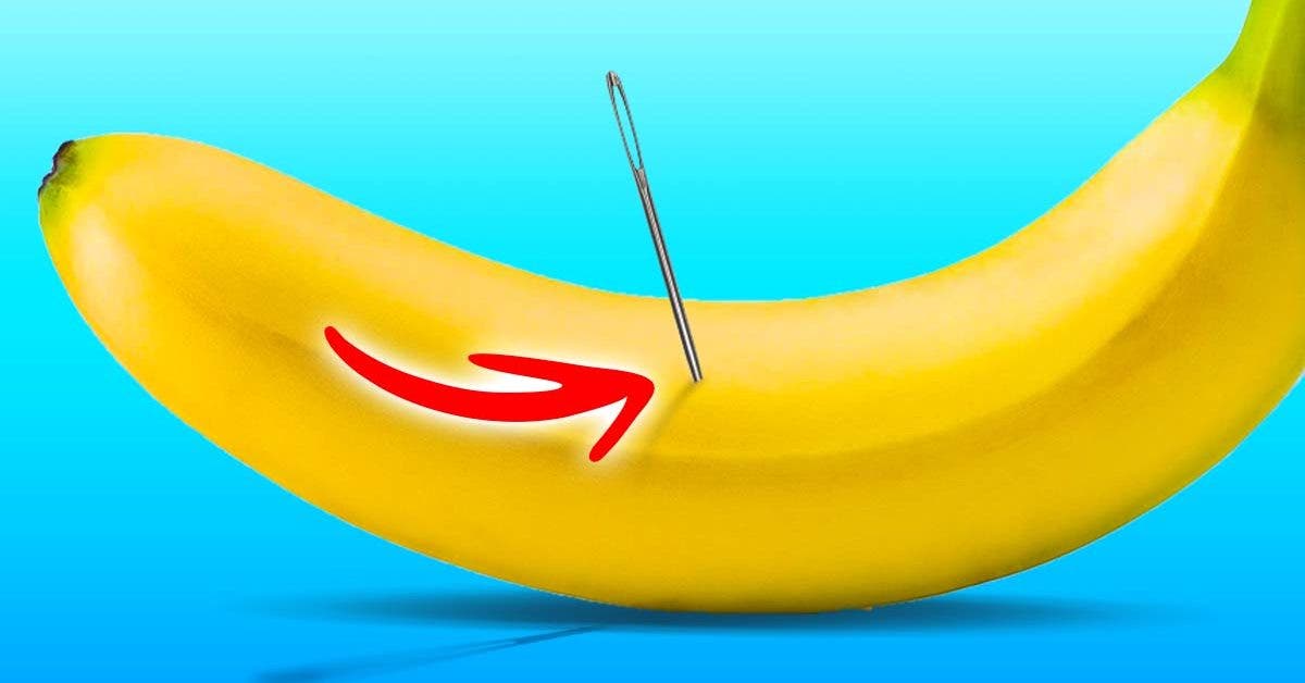 Insérer une aiguille dans une peau de banane0001