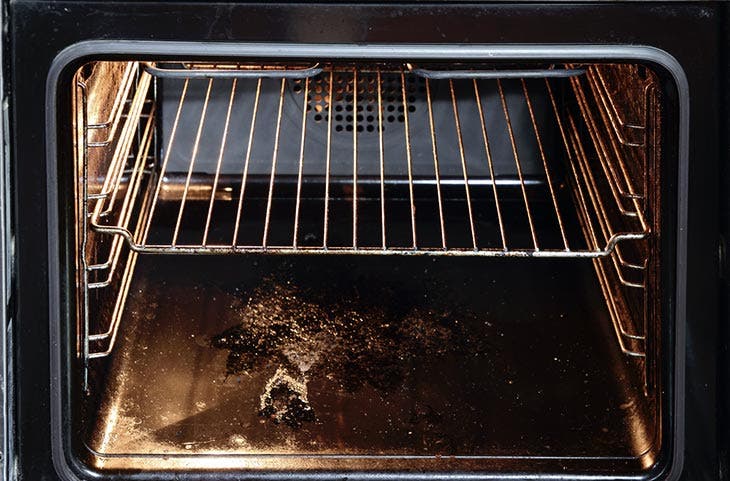 Dirty interior of an oven