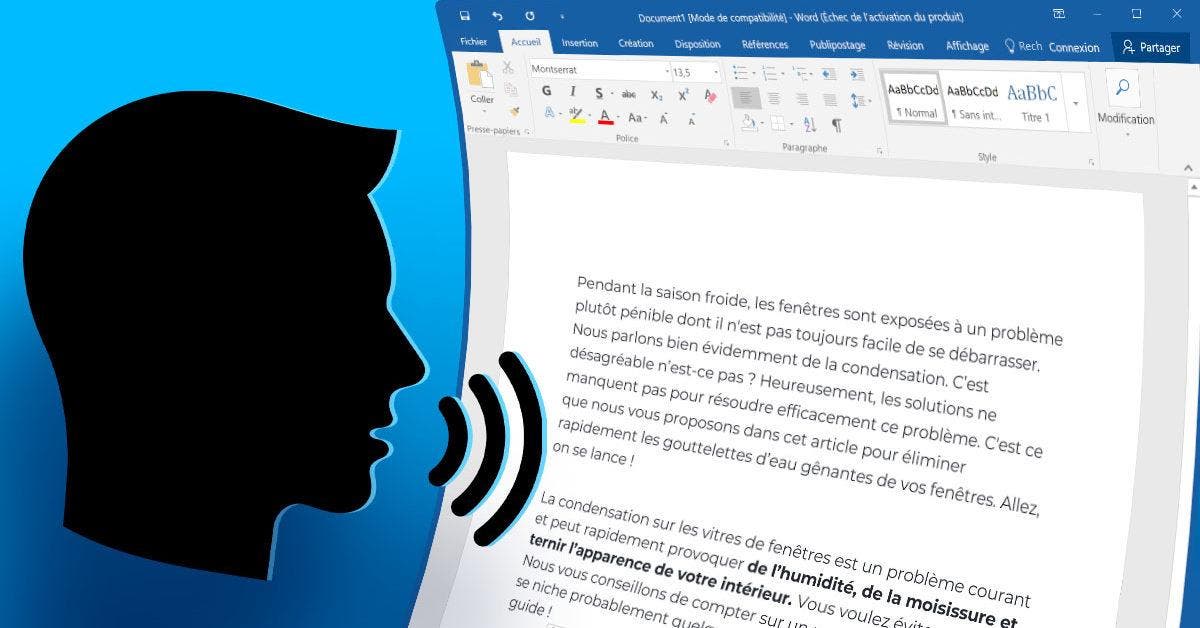 L’astuce pour écrire un document Word avec votre voix001