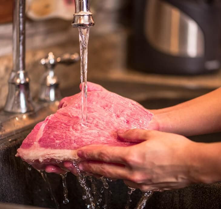Wash the meat with water