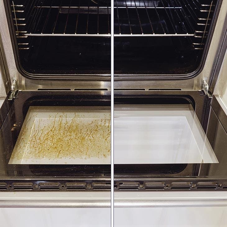 Il forno prima e dopo la pulizia