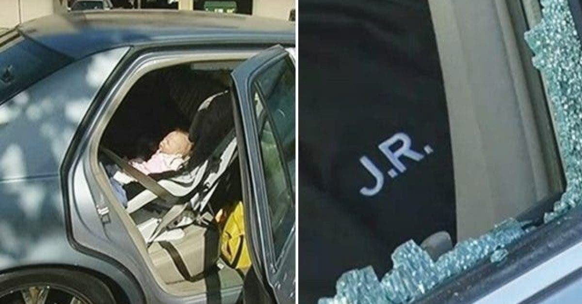 Le policier ouvre la fenêtre de la voiture pour sauver un bébé immobile