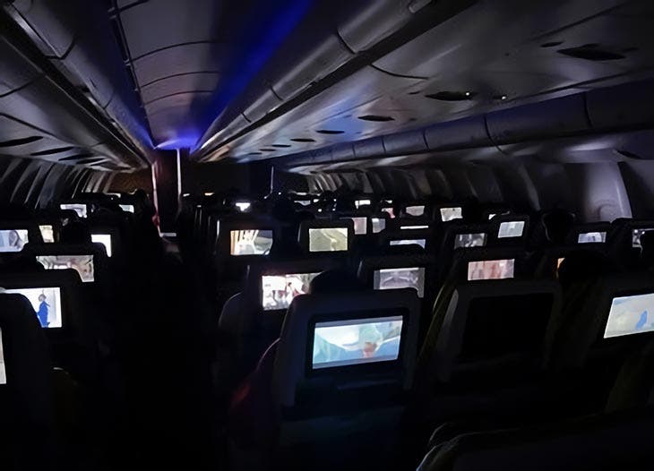 Lights off on the plane