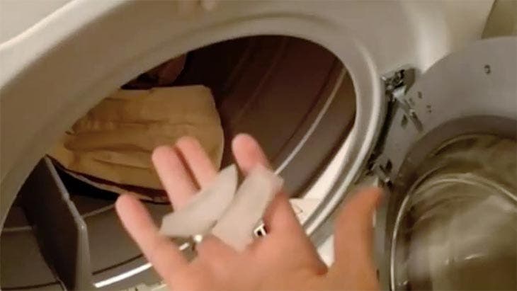 Put ice cubes in the dryer