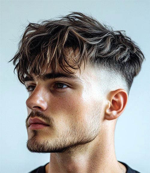 Mid taper avec longue frange texturée Mid taper avec longue frange texturée