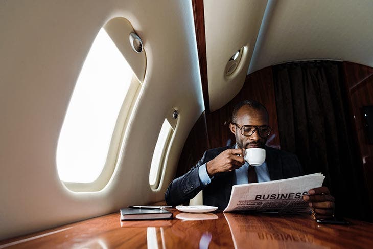 Millionaire on his plane