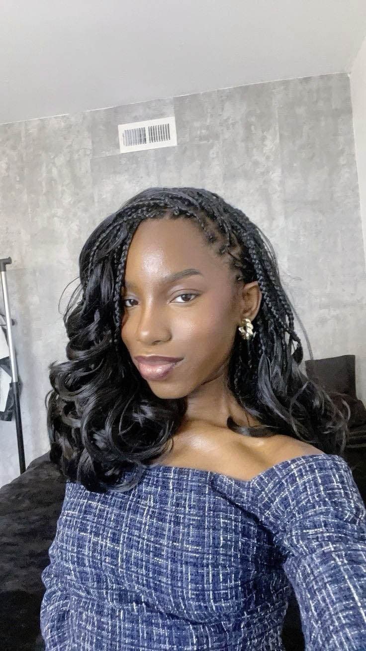 Mini Box braids avec les pointes non tressés Mini Box braids avec les pointes non tressés