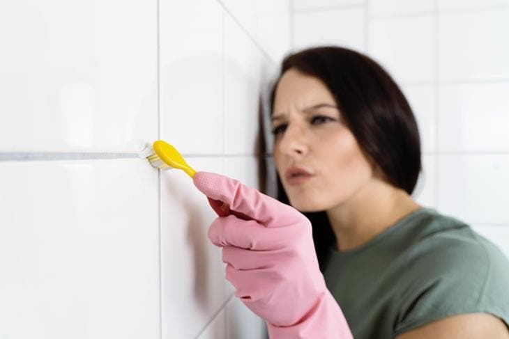 White Tile Grout Cleaning
