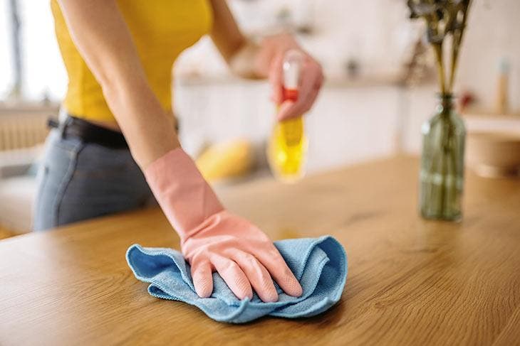 Limpie el polvo con una solución para eliminar el polvo