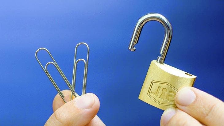 Open a lock with a paper clip
