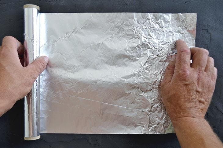 Aluminum foil for cooking.
