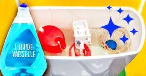 Percez le liquide vaisselle et déposez-le dans le réservoir des toilettes - c’est l’astuce préférée des plombiers
