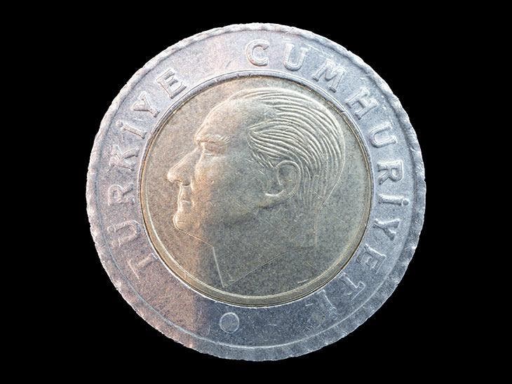 Turkish 1 lira coin
