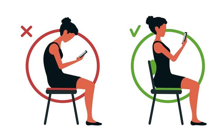 Correct and incorrect sitting position