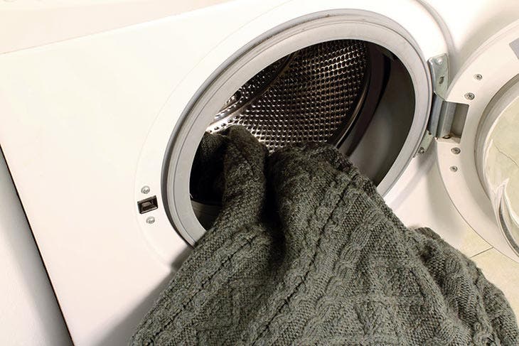 Wool sweater in a washing machine