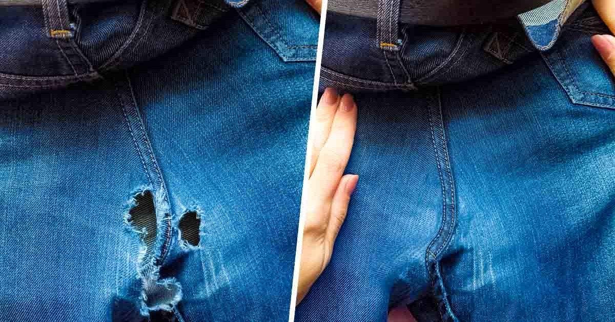 Réparez un trou dans un jean en 2 minutes avec une astuce facile001