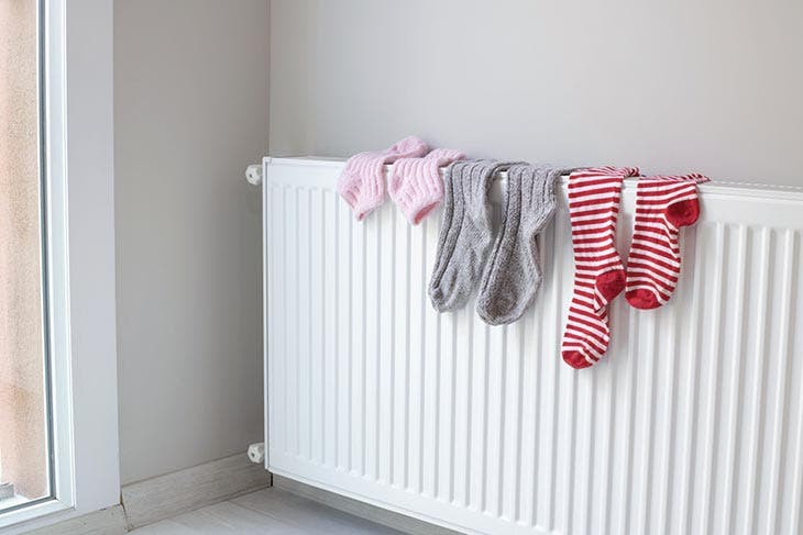 drying clothes on a radiator