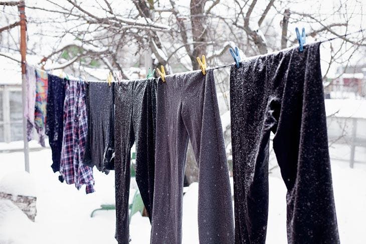 Dry clothes in sub-zero temperatures