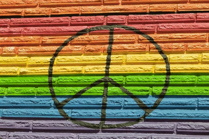 Peace symbol painted on the wall
